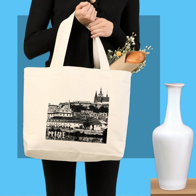 Prague Castle, Cathedral, Famous Panorama Large Tote Bag (Creator Uploaded)