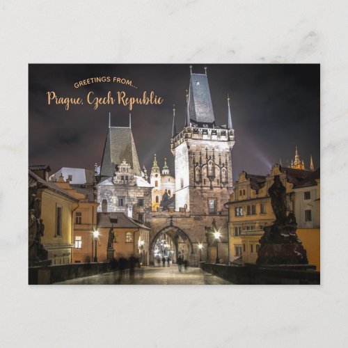 Prague Castle Charles Bridge Czech Republic Design Postcard