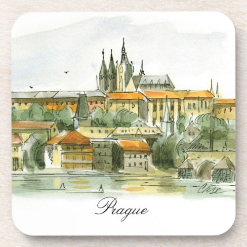 Prague Castle cork coaster set