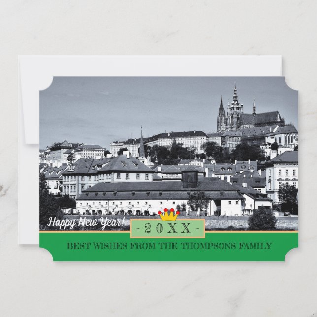 Prague Castle & Happy New Year! Card /Praha (Front)