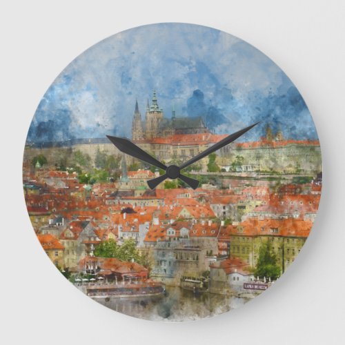 Prague Castle in Czech Republic Large Clock