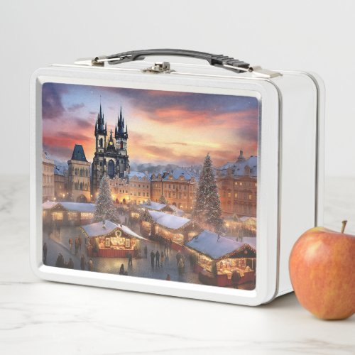 Prague castle metal lunch box