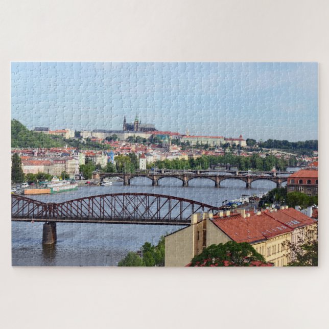 Prague, Castle & River Bridges / Czech Republic Jigsaw Puzzle (Horizontal)