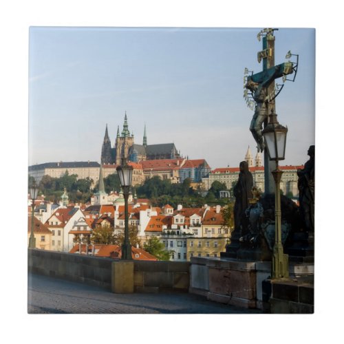 Prague Castle view from Charles bridge Czech R Ceramic Tile