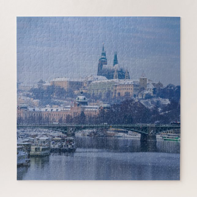 Prague Castle Winter Wonderland Jigsaw Puzzle (Vertical)