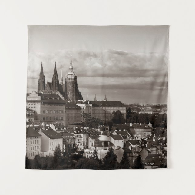 Prague Castle with Saint Vitus Cathedral in Czech  Tapestry (Front)