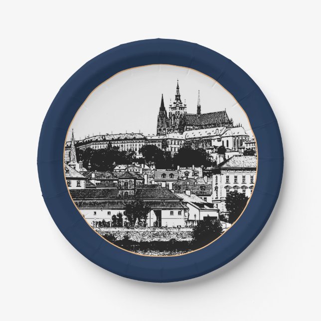 Prague, Cathedral, Castle - Czechia (Party) Paper  Paper Plates (Front)