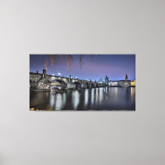 Prague Charles Bridge at Night Canvas Print
