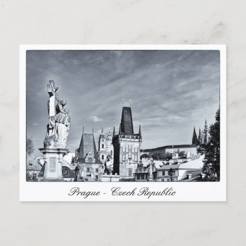 Prague _ Charles Bridge Castle towers  Czech Postcard