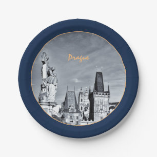 Prague & Charles Bridge, Christ, Castle / Czechia Paper Plates