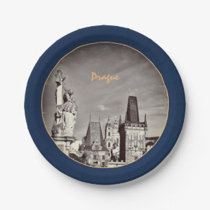 Prague & Charles Bridge, Christ, Castle / Czechia  Paper Plates