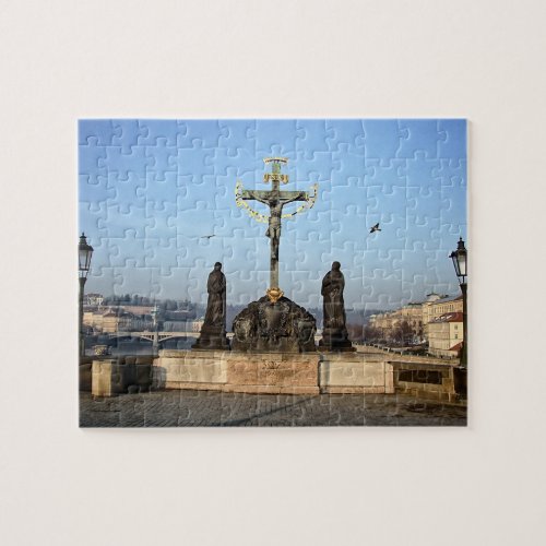 Prague  Charles Bridge Statues _ Christ Czechia Jigsaw Puzzle