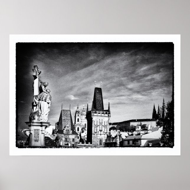 Prague & Charles Bridge Tower /Czechia Poster (Front)