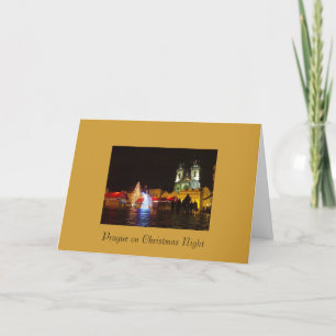 Prague Christmas Night Merry Christmas Card