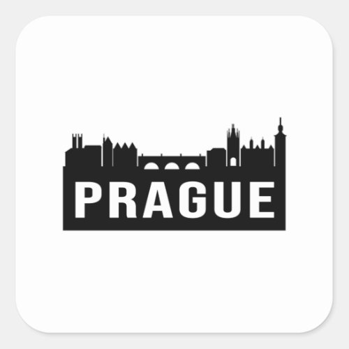 Prague City Cityscape Skyline Travel Funny Gift Square Sticker