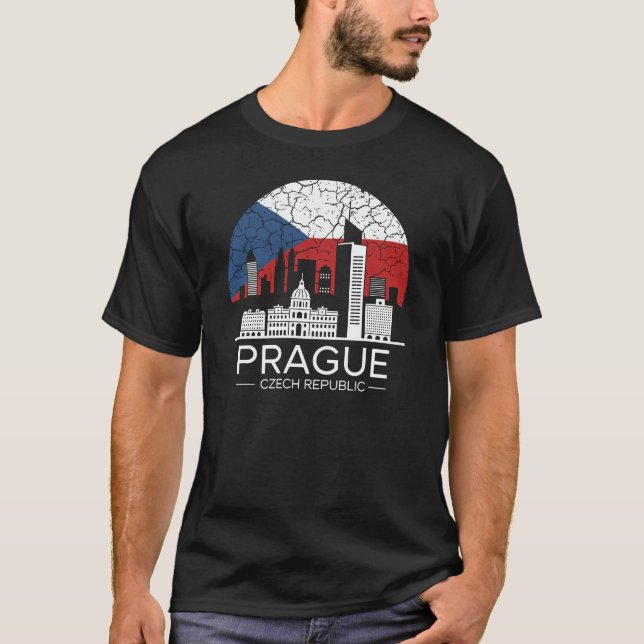 Prague City Czech Republic Flag T-Shirt (Front)