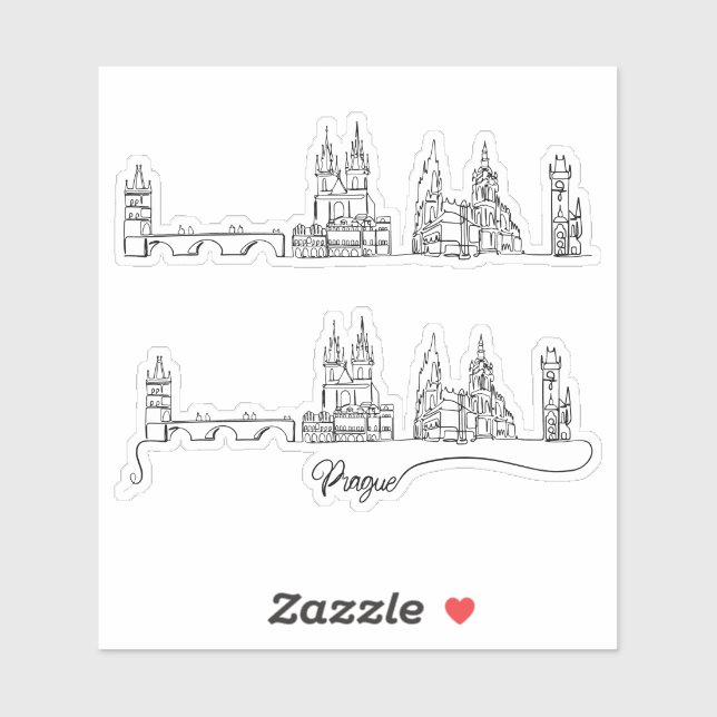 Prague City Skyline Sticker (Sheet)