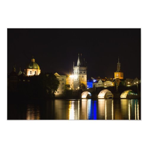 Prague Cityscape at Night Photo Print