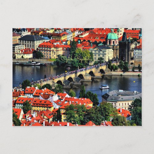 Prague Cityscape Czech Republic Postcard