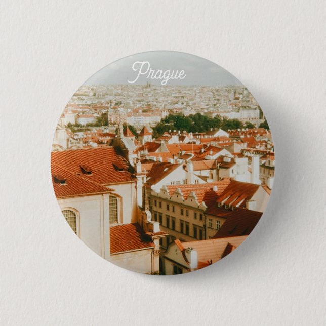 Prague Cityscape Souvenir Button (Front)