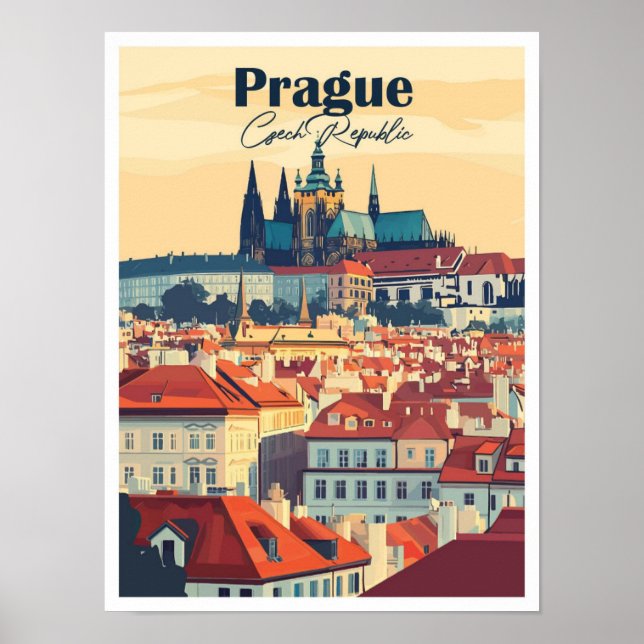 Prague Czech Artwork Travel Place illustration Poster (Front)