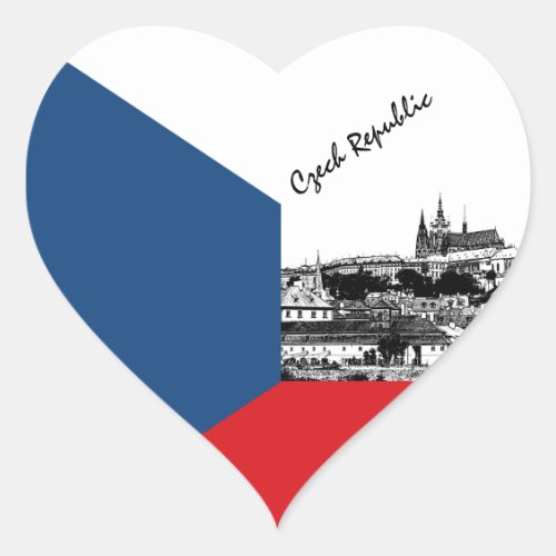 Prague  Czech flag _ historical city Czechia Heart Sticker