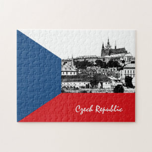 Prague & Czech flag - historical city /Czechia Jigsaw Puzzle