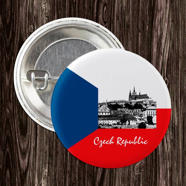 Prague & Czech flag - historical Czechia /sports Button (Creator Uploaded)