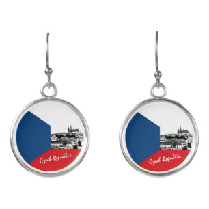 Prague & Czech flag - historical Czechia /sports Earrings