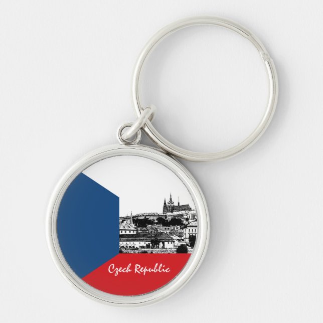 Prague & Czech flag - historical Czechia /sports Keychain (Front)