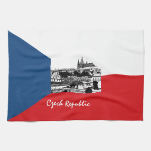 Prague & Czech flag - historical Czechia /sports Kitchen Towel