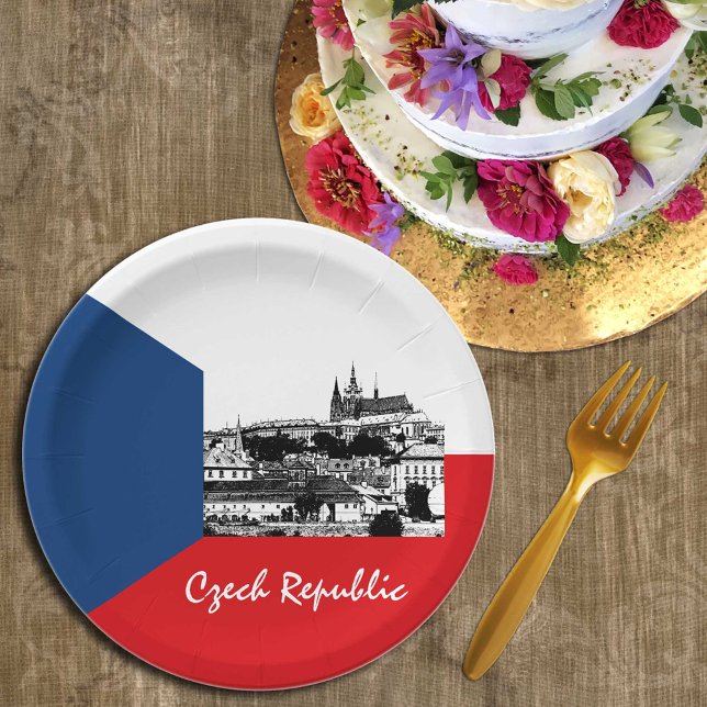 Prague & Czech flag - historical Czechia /sports Paper Plates (Creator Uploaded)
