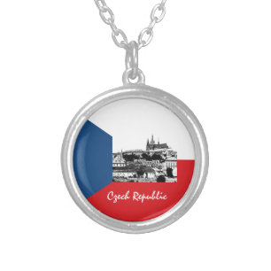 Prague & Czech flag - historical Czechia /sports Silver Plated Necklace