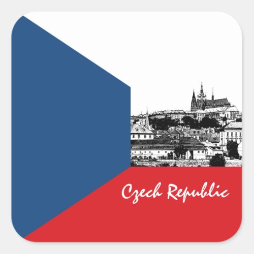 Prague  Czech flag _ historical Czechia sports Square Sticker