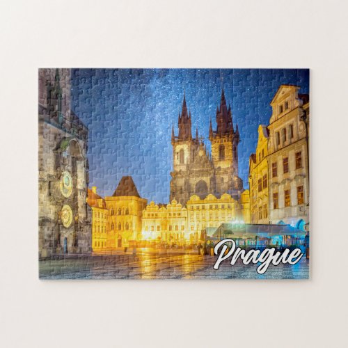 Prague Czech Republic After Dark Jigsaw Puzzle