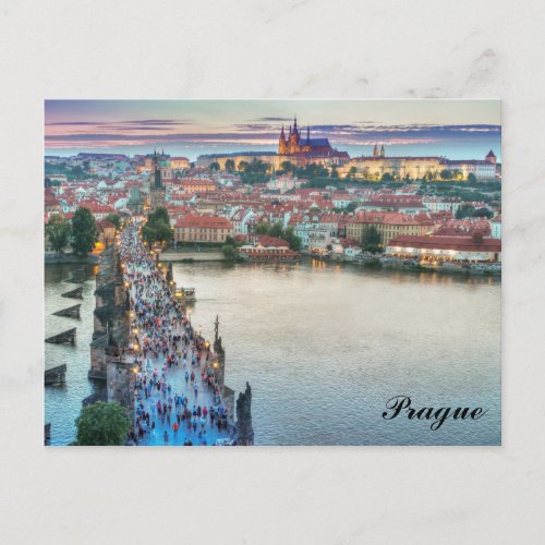 Prague Czech Republic Charles Bridge Travel Photo Postcard