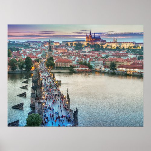 Prague Czech Republic Charles Bridge Travel Poster