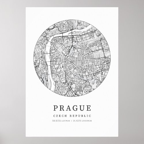 Prague Czech Republic City Map Poster