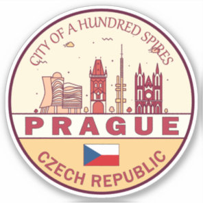 Prague Czech Republic City Skyline Emblem Sticker