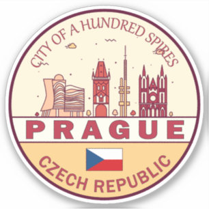 Prague Czech Republic City Skyline Emblem Sticker