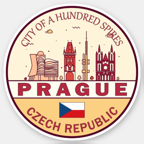 Prague Czech Republic City Skyline Emblem Sticker