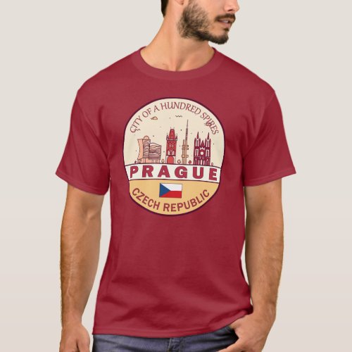 Prague Czech Republic City Skyline Emblem T_Shirt