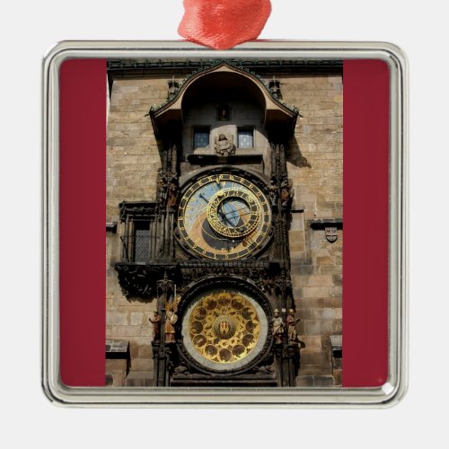 Prague Czech Republic Clock Metal Ornament