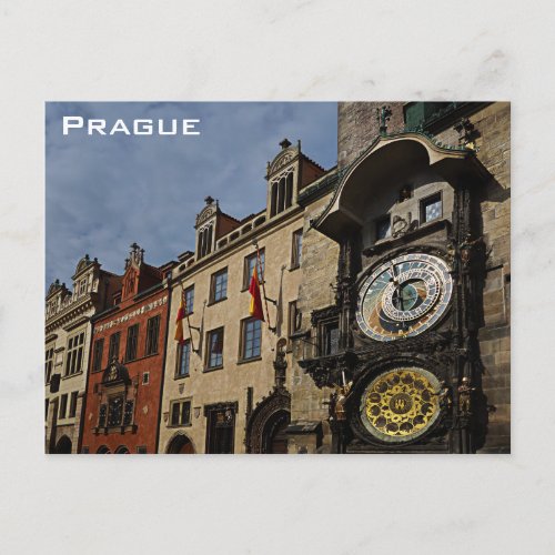 Prague Czech Republic Clock Travel Photo Postcard