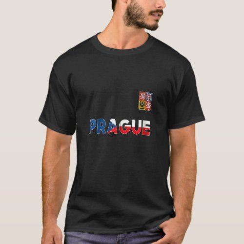 Prague Czech Republic Heart Flag Lion Coat Of Arm  T_Shirt