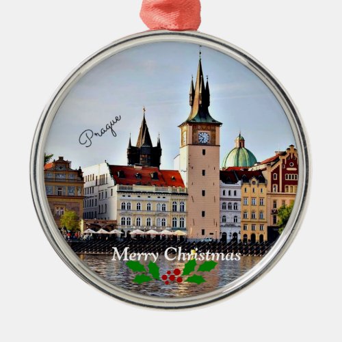 Prague Czech Republic _ Merry Christmas Metal Ornament