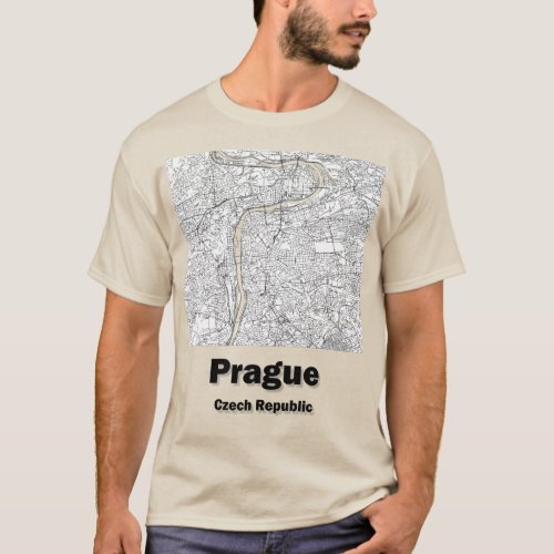 Prague Czech Republic minimalistic streets map T_Shirt