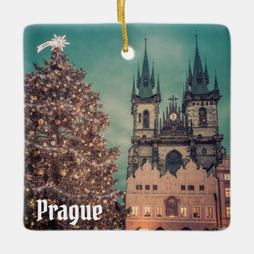 Prague Czech Republic Old Town Photo Christmas Ceramic Ornament