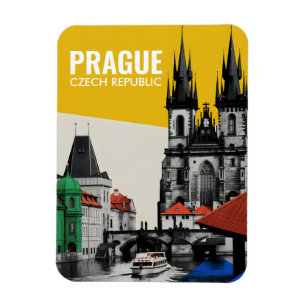 Prague Czech Republic Old Town Skyline Collage Magnet