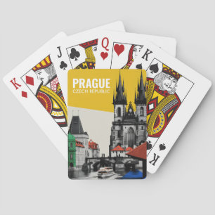 Prague Czech Republic Old Town Skyline Collage Poker Cards